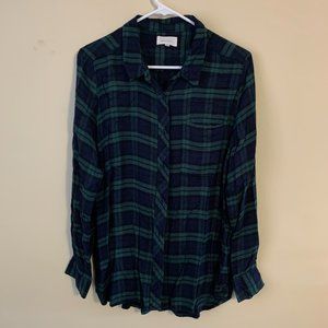 MELLODAY Flannel Blue and Green Plaid Button Down Shirt